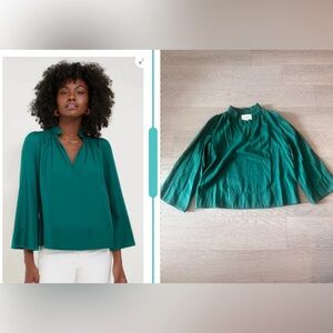 Pomander Place Rosemary Phillipa Wide Sleeves Stand Collar V Neck Blouse Size Xs